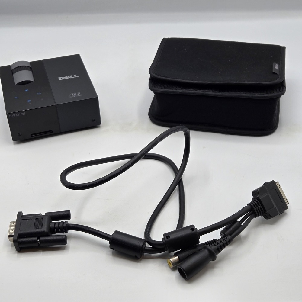 Dell M109S DLP Portable Projector w/AV Cord & Case. No Power Adapter